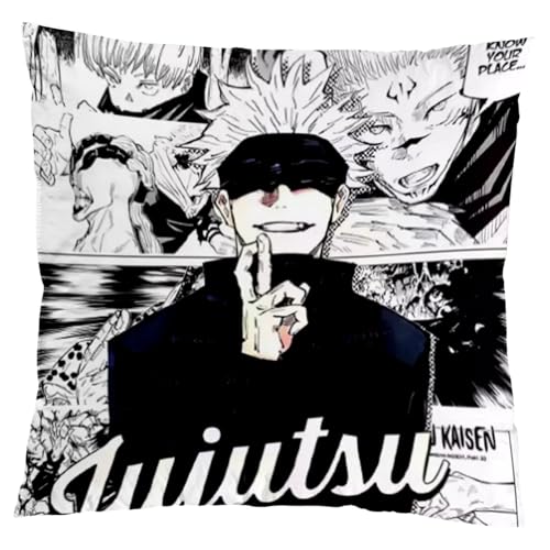 Clokelai Jujutsu Kaisen Funda de coj&iacute;n, Jujutsu Kaisen, 45 x 45 cm, funda de almohada decorativa,...