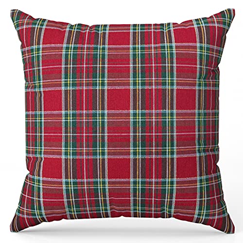 Funda de coj&iacute;n navide&ntilde;a art. Escocia (40 x 40 cm, cuadro medio rojo)