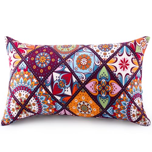 ATsense Juego de 2 fundas de almohada de 50 x 70 cm, 100 % algod&oacute;n, multicolor, con cremallera,...