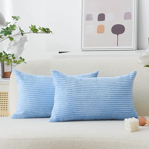 Home Brilliant Fundas de coj&iacute;n azul claro, funda de coj&iacute;n rectangular suave y c&oacute;moda para cojines...