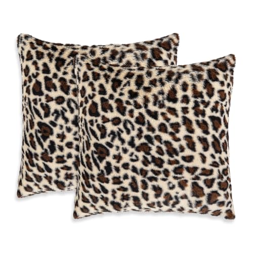 Dermalyx 2 Fundas De Coj&iacute;n De Leopardo Fundidas En Piel Artificial, Fundas Suaves Y Esponjosas para...