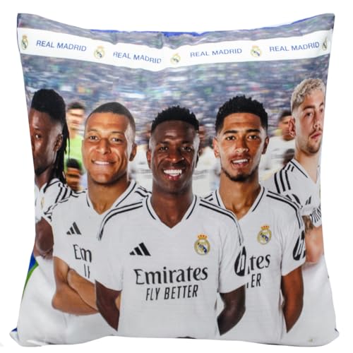 ms m&oacute;vil shop Coj&iacute;n Jugadores Real Madrid 40x40 cm | Dise&ntilde;o Oficial con Imagen de Futbolistas del...