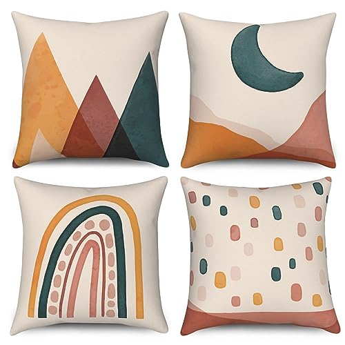 ASDCXZ Fundas de Cojines Boho 40x40 cm Juego de 4, Con Lunares de Encaje Abstracto Moderno Para...
