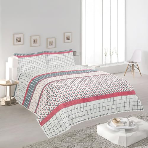 H HANSEL HOME Colcha Bouti Estampada Cama 120/135, 100% Microfibra Extra Suave, Bicolor Reversible,...