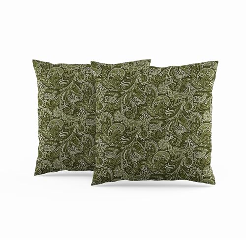 ggaimwf Fundas de cojín Paisley 45x45cm Cojín verde con estampado de flores abstractas Estilo...