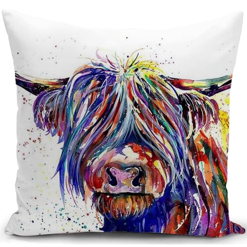 Fundas Cojines 40x40 Vaca Cojines Sofa Decorativos Salon Regalo Mujer Highland Cow Funda cojin...
