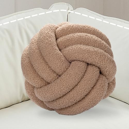 VEGOATY Coj&iacute;n con nudo de color caqui, di&aacute;metro de 22 cm, coj&iacute;n decorativo de terciopelo de...