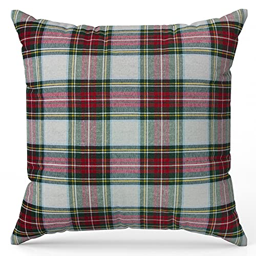 Cieffepi Home Collections ESCOCIA CUADRO MEDIO Funda de Coj&iacute;n Navide&ntilde;a (Blanco, 40 x 40 cm)