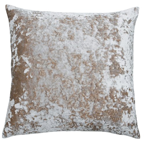 Paoletti Verona-Fundas de coj&iacute;n de Terciopelo aplastado, Dorado, 55 x 55 cm, Poli&eacute;ster, Beige,...