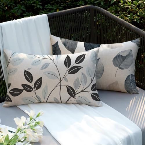 Juego de 2 Fundas de Cojines Rectangulares 20x40, Funda Cojin Gris Funda Almohada, Exterior...