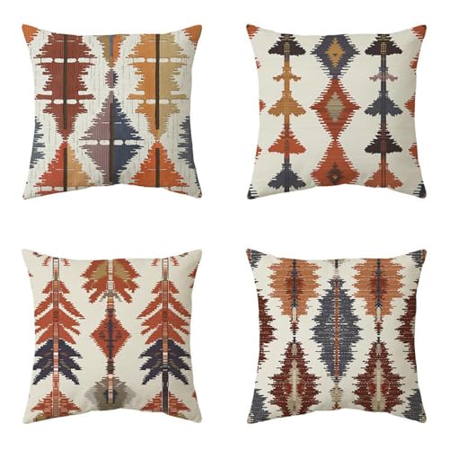 BREASOME Fundas Cojines 45x45 cm, Juego de 4 Fundas de Cojin Abstracta Geom&eacute;trico Estilo Boho...