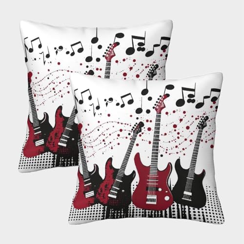 FELASBUID Guitarras el&eacute;ctricas &mdash; Rock Estilo de m&uacute;sica Fundas Cojines para Sof&aacute; 2 Piezas Arte...