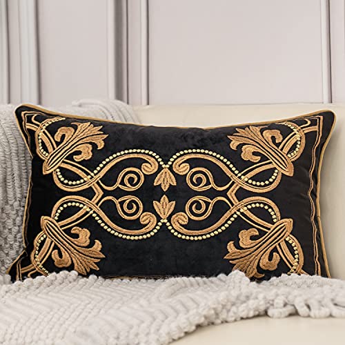 Aeckself Funda de coj&iacute;n Europea de Terciopelo de Lujo de 12 x 20 Pulgadas, Funda de Almohada Lumbar...