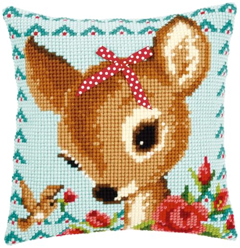 Vervaco Punto De Cruz Kit Cojin Decorativo Bambi con Lazo Manualidades Adultos Decoracion Bordar Kit...
