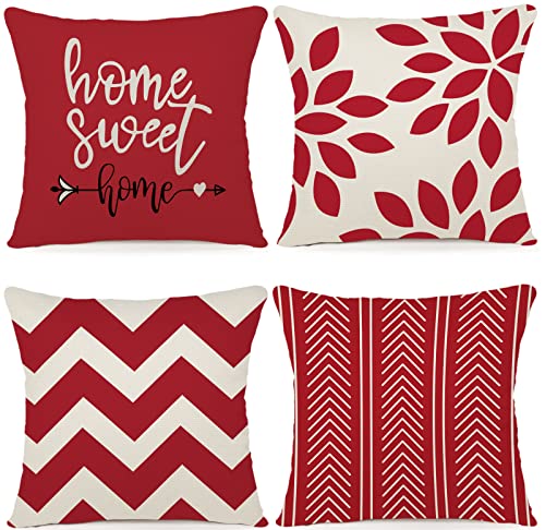 ZWJD Fundas para Cojines de 50x50 cm, Juego de 4 Funda de Almohada del Decorativos de Tela de Lino...