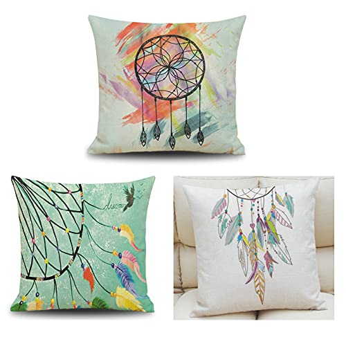 Lieson Juego de 3 fundas de almohada decorativas de 40 x 40 cm, fundas de coj&iacute;n para atrapasue&ntilde;os,...