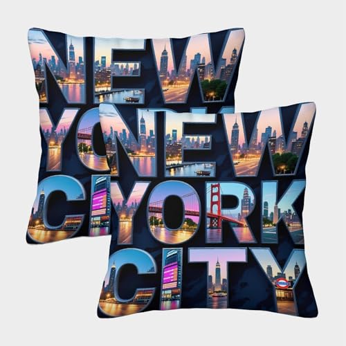 WXLWHR Funda De Coj&iacute;n con Nueva York Juego De 2, Poli&eacute;ster Suave Funda Almohad&oacute;n con Cremallera...