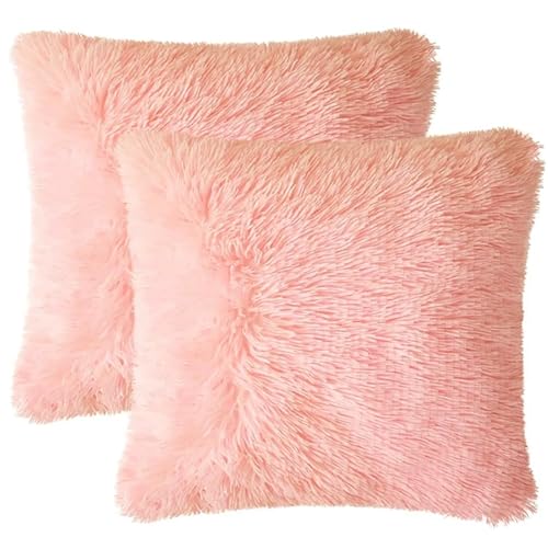 SWJ-swjssb 2 Funda De Cojines De Pelusa Funda De Almohada De Felpa De Sof&aacute; Pelo Artificial Suave...