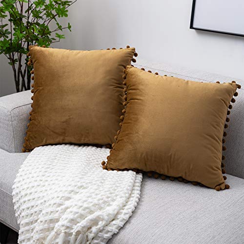 UPOPO Cojines Sofa Terciopelo Pompones Funda Decorativos Cojin Salon Cama para Super Dormitorio 2...