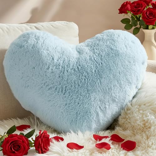 Yhoelata Cojin Corazon, Azul Claro Cojines Peluche Corazon, Peque&ntilde;o Almohada en Forma de Coraz&oacute;n...