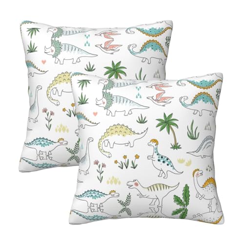 Pidgazdfgv Funda de coj&iacute;n cuadrada con dise&ntilde;o de dinosaurios, para sof&aacute;, dormitorio, decoraci&oacute;n...