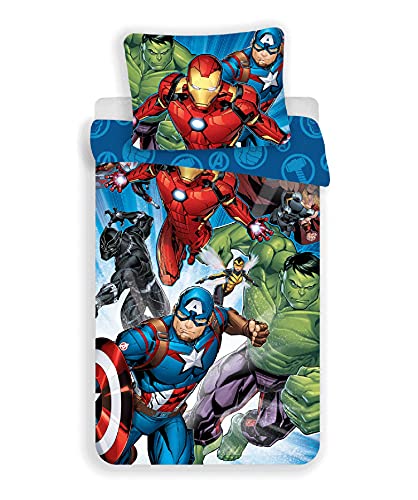 Jerry Fabrics Marvel Avengers Juego de Cama Funda N&oacute;rdica de 140 x 200 cm y una Funda de Almohada...