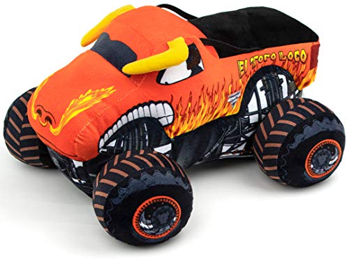 Jay Franco Monster Jam EL Toro Loco - Coj&iacute;n de felpa suave para ni&ntilde;os de 32 cm y coj&iacute;n c&oacute;modo,...