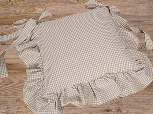 Funda de coj&iacute;n en 40 x 40 cm para coj&iacute;n de silla, de algod&oacute;n, con volantes, estilo r&uacute;stico,...