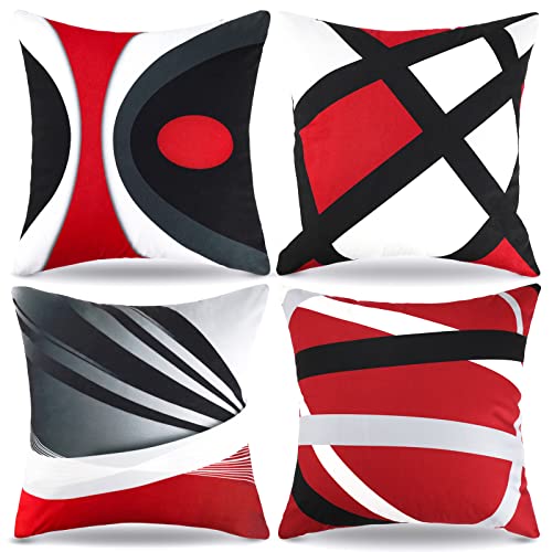 Funda Cojin 45x45 Terciopelo Cojines Decorativos Modernas Cojines Rojos Gris Negro Irregular l&iacute;nea...