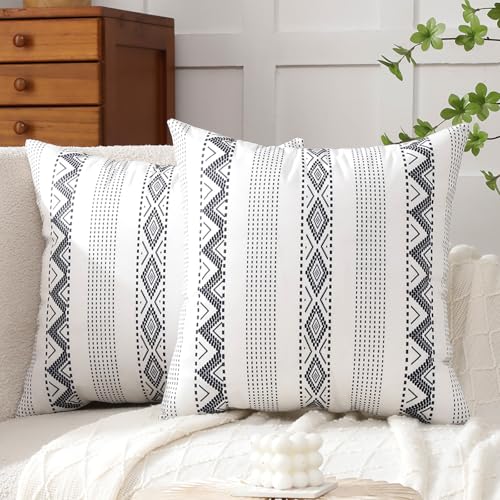 Voreppy Fundas de Coj&iacute;n 45x45 cm Boho Blancas y Negras Funda de Almohada Decorativa Terciopelo...