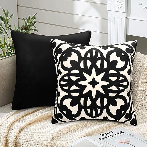 Juego de 2 Fundas de Cojines Super Suave Funda de Almohada Decorativas Fundas Cojines Negro...