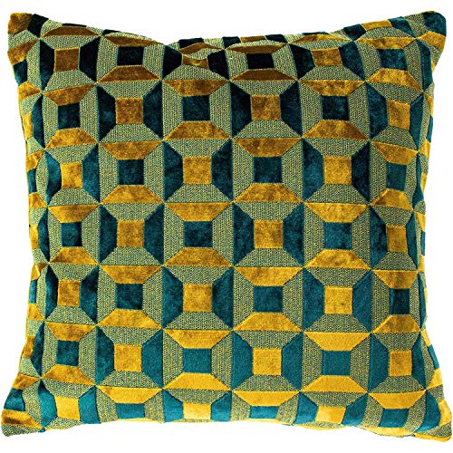 Paoletti Funda de coj&iacute;n Imperio, Terciopelo, Verde Azulado/Dorado, 45 x 45 cm (Pack of 1)