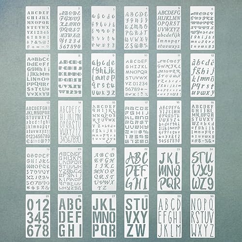 30 Piezas Plantillas de Letras, Plantillas de Pintura de Letras y N&uacute;meros, Plantillas de Dibujo del...