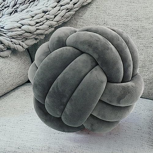 Almohada de bola de nudo suave, coj&iacute;n redondo de felpa corto, coj&iacute;n de felpa con nudo para...
