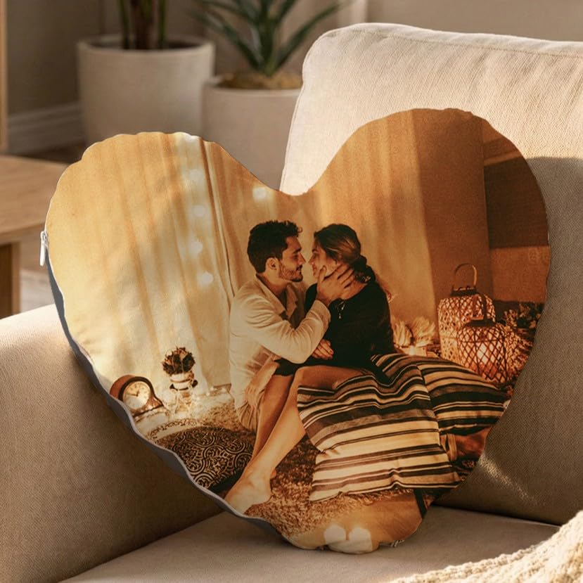 Wanapix | Coj&iacute;n Coraz&oacute;n Personalizado con Foto y Texto | Relleno Incluido | Impresi&oacute;n Total por...