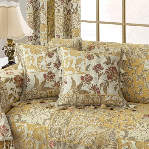 TOPLUXE Funda de Coj&iacute;n Jacquard con Borlas 45x45 cm, 1 Pieza Funda de Almohada Cl&aacute;sica con...