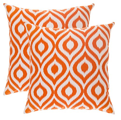 TreeWool - Pack de 2 - Ogee Ikat Acento Decorativo Fundas de coj&iacute;n, 100% algod&oacute;n (55 x 55 cm / 22...