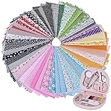 56 piezas de tela de algodón: 25 x 25 cm, patchwork, paquete con caja de costura, tela de algodón...