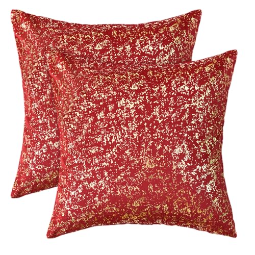 Artoid Mode Juego de 2 fundas de coj&iacute;n navide&ntilde;as de pelo corto, 45 x 45 cm, color rojo