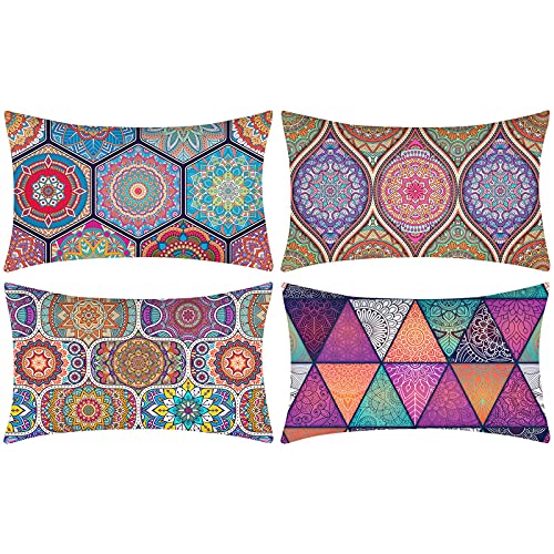 DakTou Fundas de Cojines Rectangulares 30x50cm Funda de Almohada Bohemia Mandalas Abstracto Fundas...