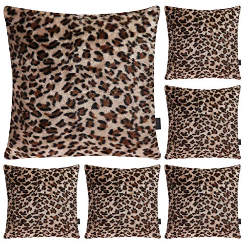Paquete de 6 fundas de almohada con estampado de leopardo, suave con el tema de los animales de...