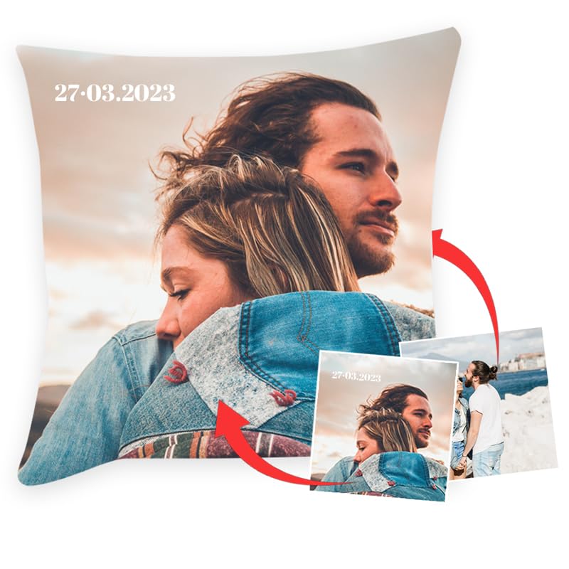 Wanapix | Coj&iacute;n Personalizado con Foto y Texto | Relleno Incluido | Impresi&oacute;n Total por Las 2...