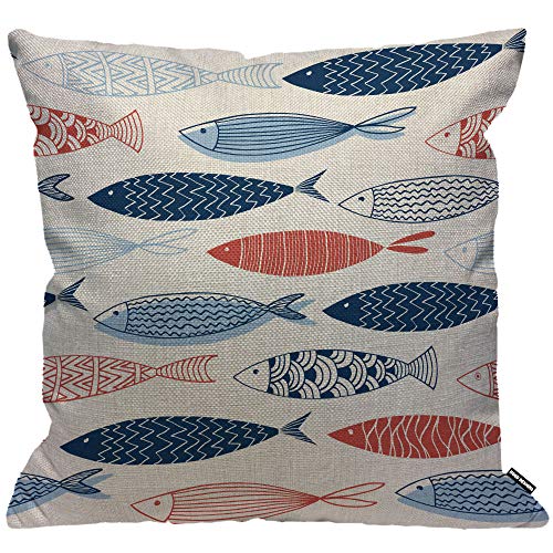 HGOD DESIGNS Funda de coj&iacute;n con dise&ntilde;o de peces, dise&ntilde;o de peces, funda de almohada decorativa...