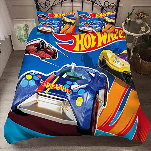 Juego De S&aacute;banas 100% Suave Microfibra C&oacute;moda Hot Wheels Sports Car- 1 Funda N&oacute;rdica + 2 Fundas...