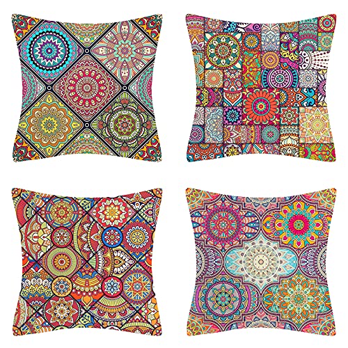 DakTou Fundas Cojines 45x45 Decorativas Funda de Coj&iacute;n Mandala Floral Bohemia Vintage Almohada...