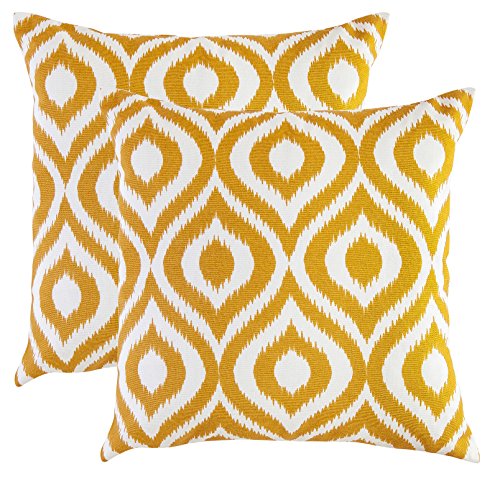 TreeWool - Pack de 2 - Ogee Ikat Acento Decorativo Fundas de coj&iacute;n, 100% algod&oacute;n (50 x 50 cm / 20...