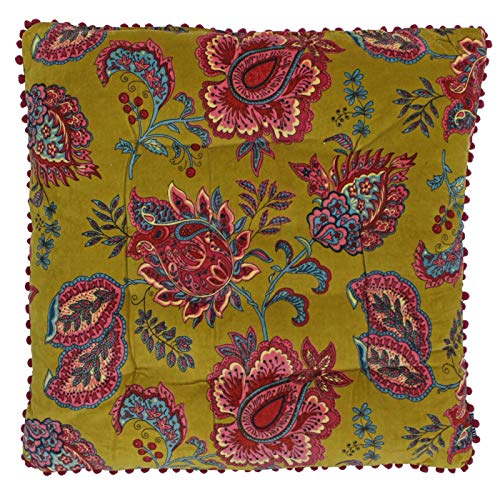 Riva Paoletti Malisa Plaza Cojín - Limón Amarillo Curry - Paisley Indio Imprimir - Imitación De...