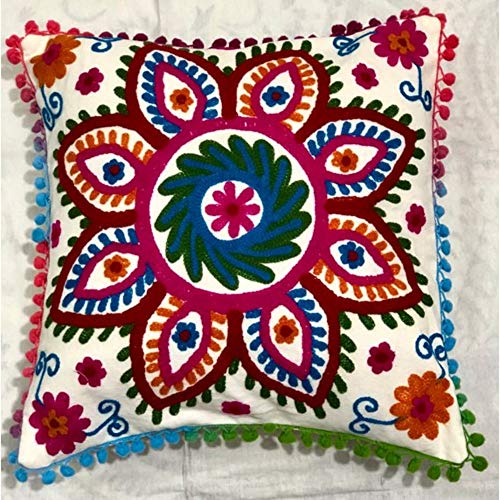 GANESHAM HANDICRAFT Funda de coj&iacute;n India para decoraci&oacute;n del hogar, dise&ntilde;o Floral, algod&oacute;n,...