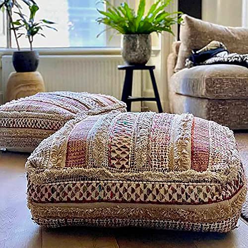 Mandala Life ART Funda de cojín de Suelo Bohemia, Mezcla de Lana Pura y algodón, 24 x 24 x 8...